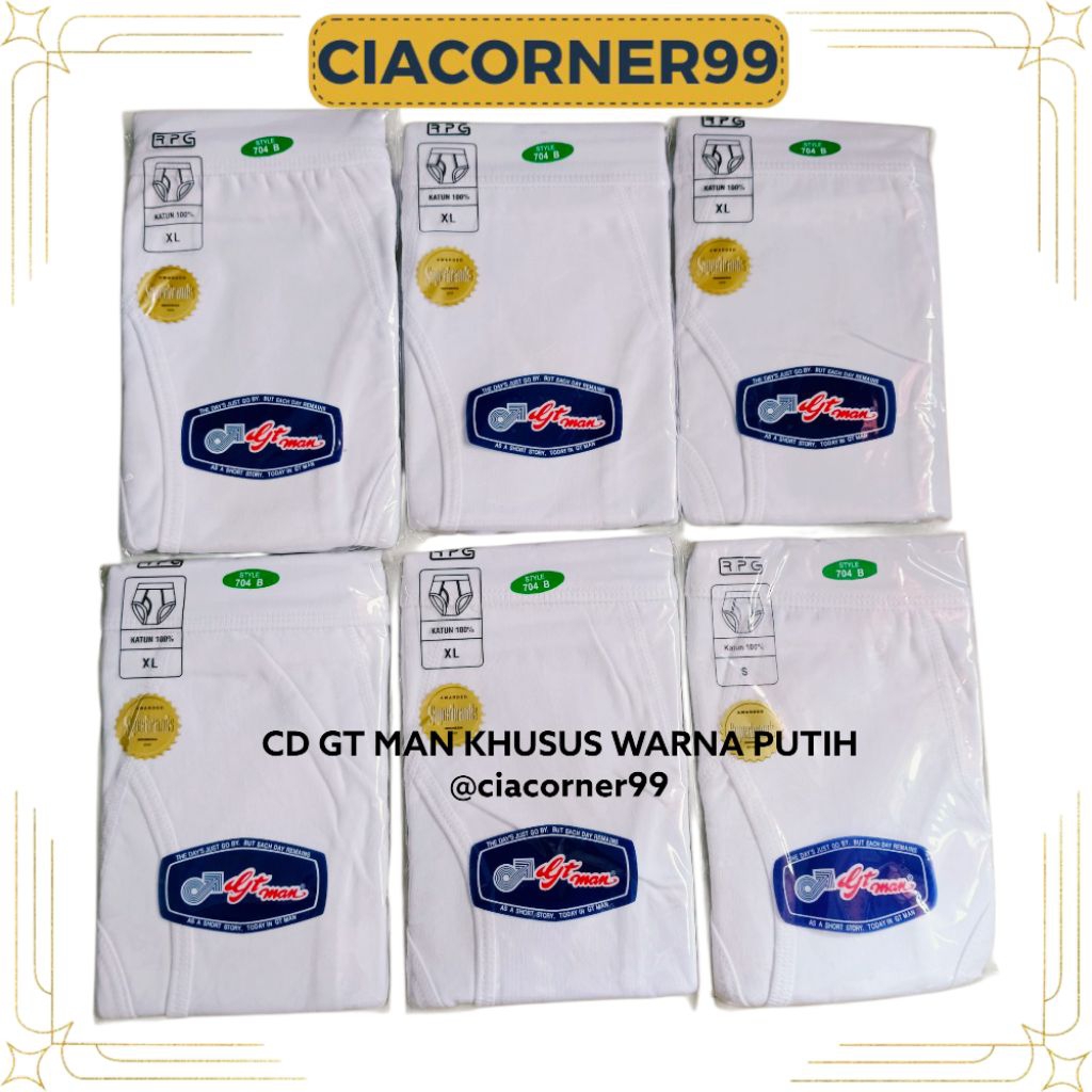 CD Pria GT Man Warna Putih | Celana Dalam Pria Katun 100% Nyaman Adem – Size S M L XL