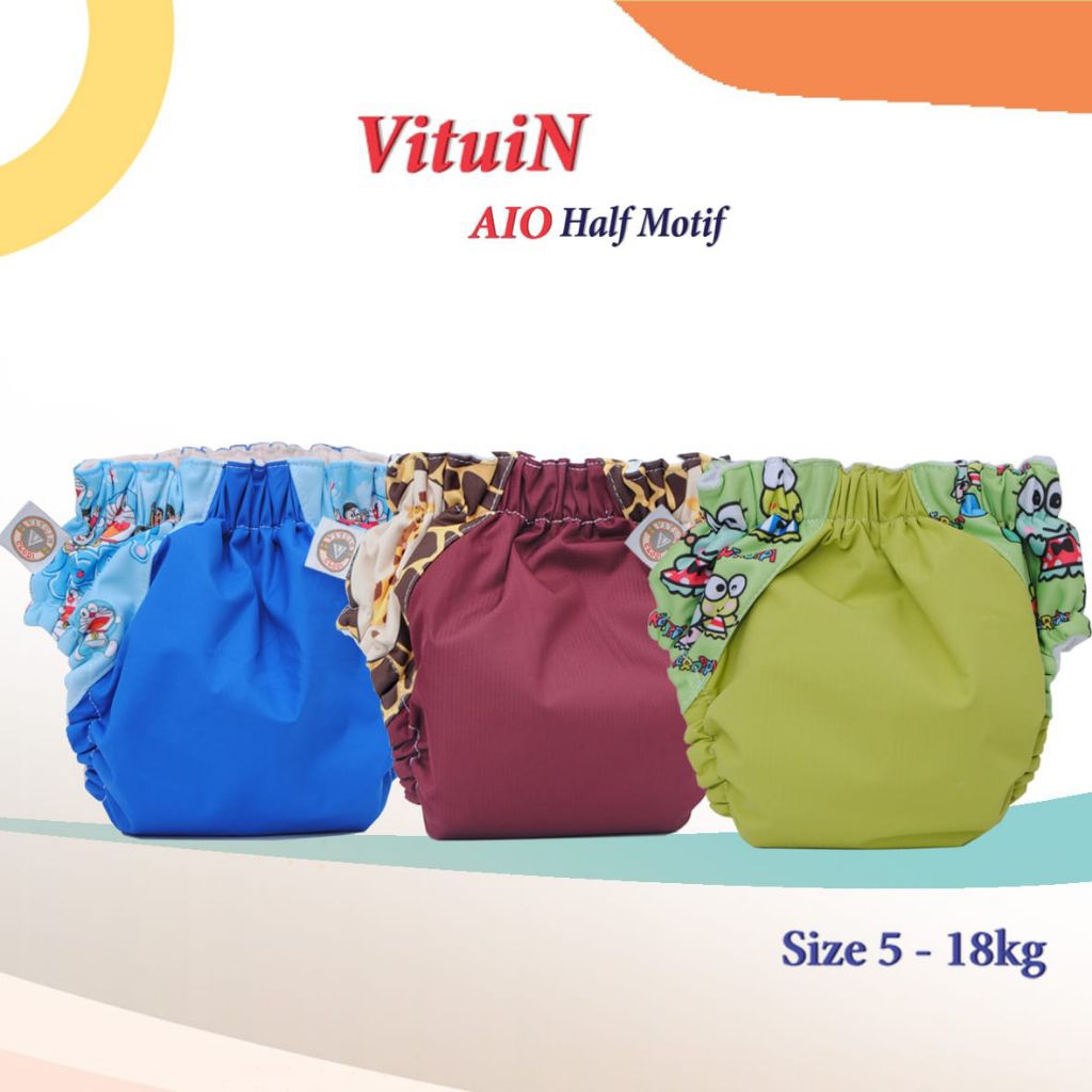 Clodi AIO HALFMOTIF Series Vituin, Popok bayi clodi popok kain CLOTH DIAPERS SNI