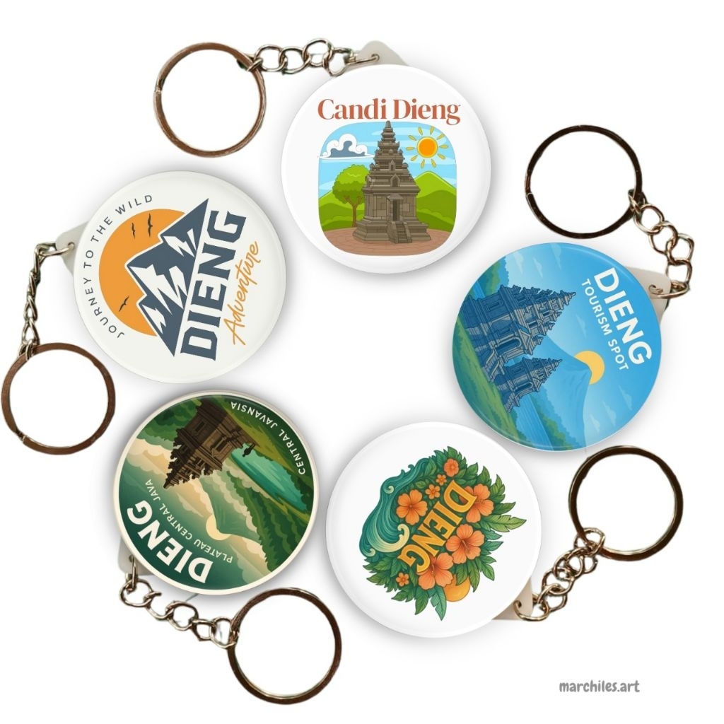 Gantungan Kunci Souvenir Dieng | Oleh Oleh Dieng Plateau Unik | Gantungan Kunci Wisata Candi Arjuna,