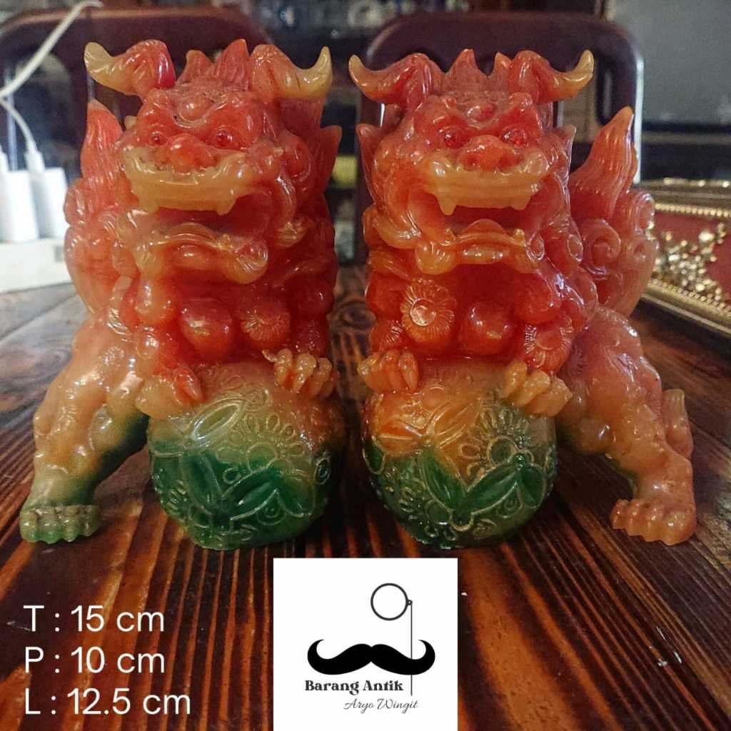 Patung Qilin Resin Jadul Vintage