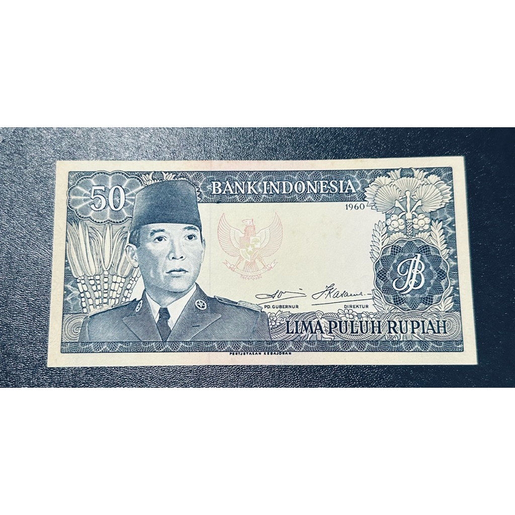 Uang kuno 50 Soekarno WM Banteng Tahun 1960 UNC