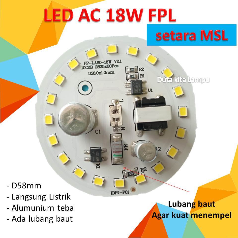 Jtterang Pcb Lampu Led Fpl 24W 30W 40W 50W Mesin Lampu Led Nyala Putih