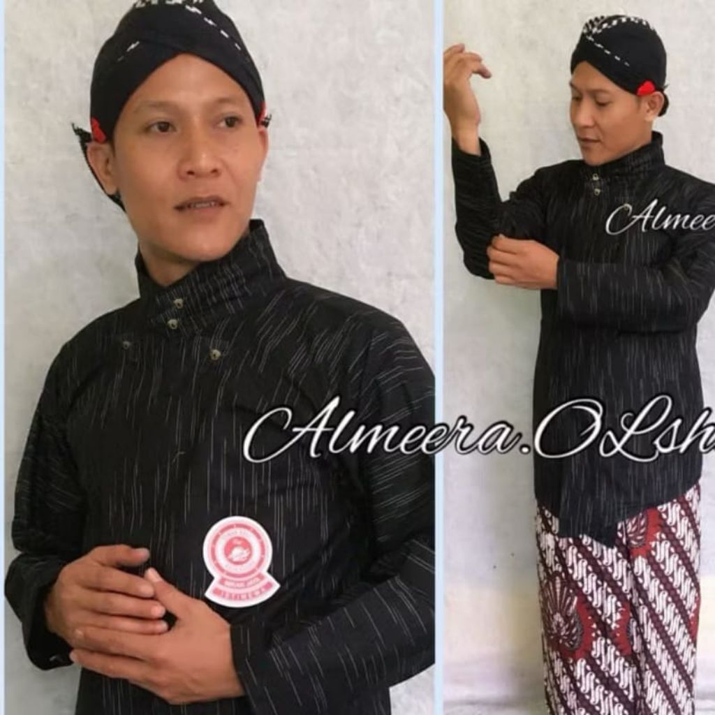 surjan lurik alusan motif hujan gerimis warna hitam raja keong istimewa