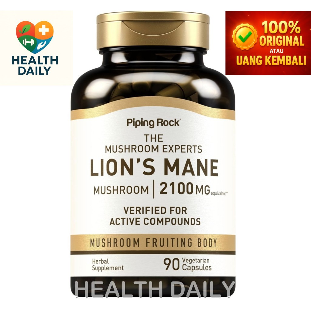 Piping Rock Super Lion's Mane Mushroom 2100 mg 90 Vcaps
