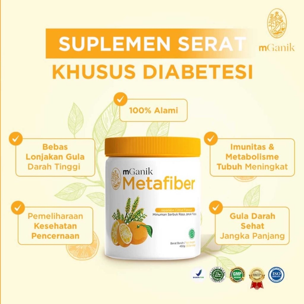 Mganik Metafiber Jeruk Yuzu Superfood Suplemen Serat Untuk Diabetes Mganik Metafiber Original