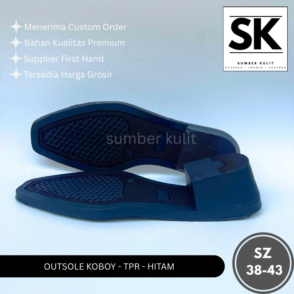 SOL SR 160 KOBOY TPR HITAM / OUTSOLE SEPATU KOBOY KARET / SEPATU KOBOI KARET / OUTSOLE SEPATU KOBOI 