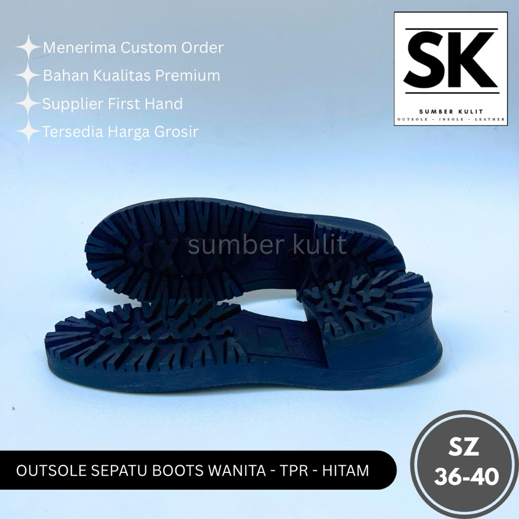 SOL SEPATU BOOTS WANITA TPR HITAM / OUTSOLE TPR BOOTS WANITA