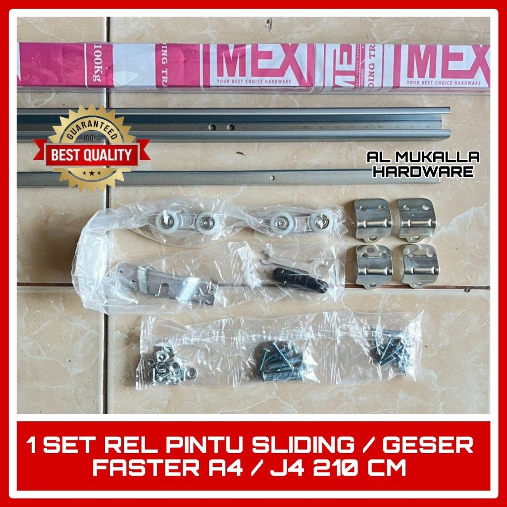 Rel Pintu Geser Sliding Faster J4 210cm 1 Set | Sliding Track Orchad J4 | Rel Pintu Geser Besi Galva