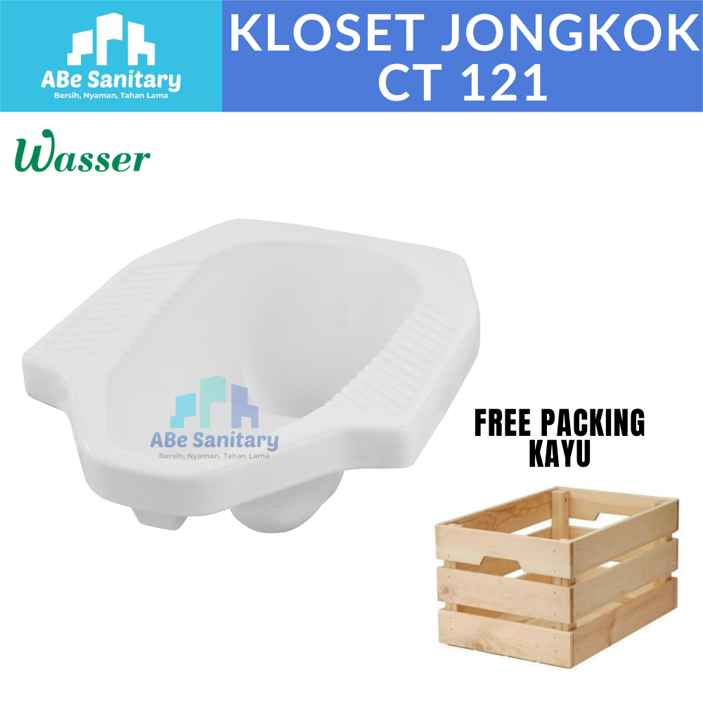 Closet Jongkok Wasser CT 121 Putih Kloset Jongkok Kamar Mandi Toilet/WC Free Packing Kayu
