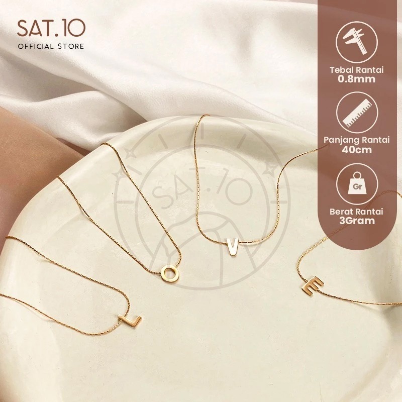 SAT.10 Kalung Liontin Huruf Rose Gold Bahan Titanium Baja Berlapis Emas 18K SAT-FCA4030