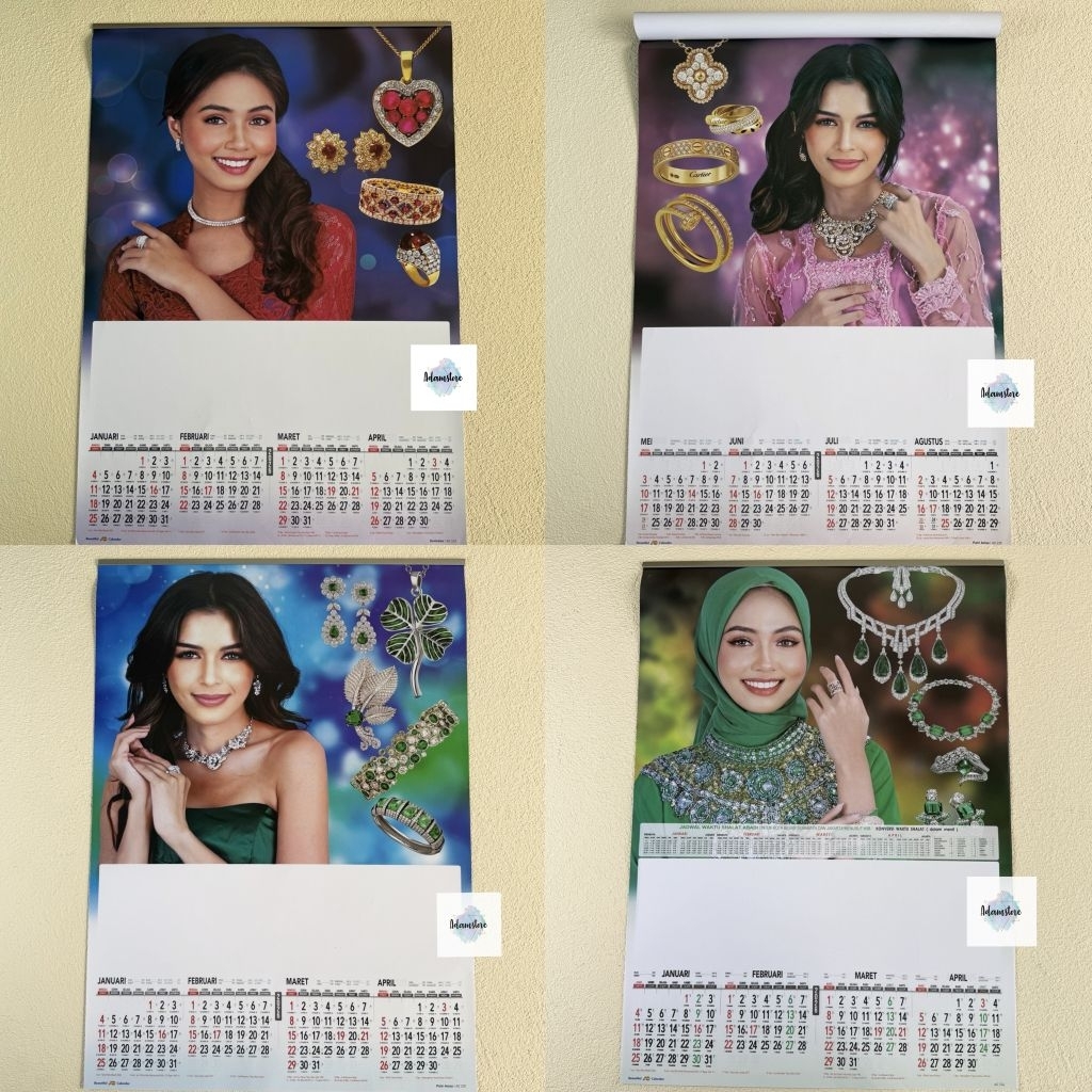 Kalender tahun 2026 Artis perhiasan/Caturwulan 3 lembar 4 bulanan ukuran 38 cm x 54 cm(terima castum