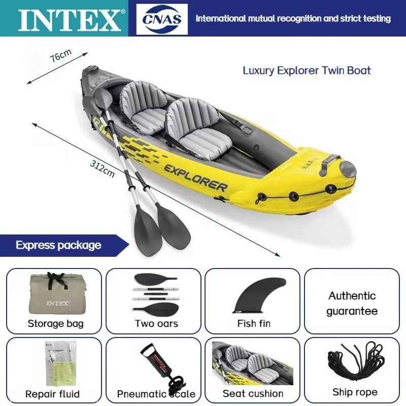 real dd Intex official Inflatable Kayak EXPLORE Portable Fishing Boat Double Person PVC Boat Double