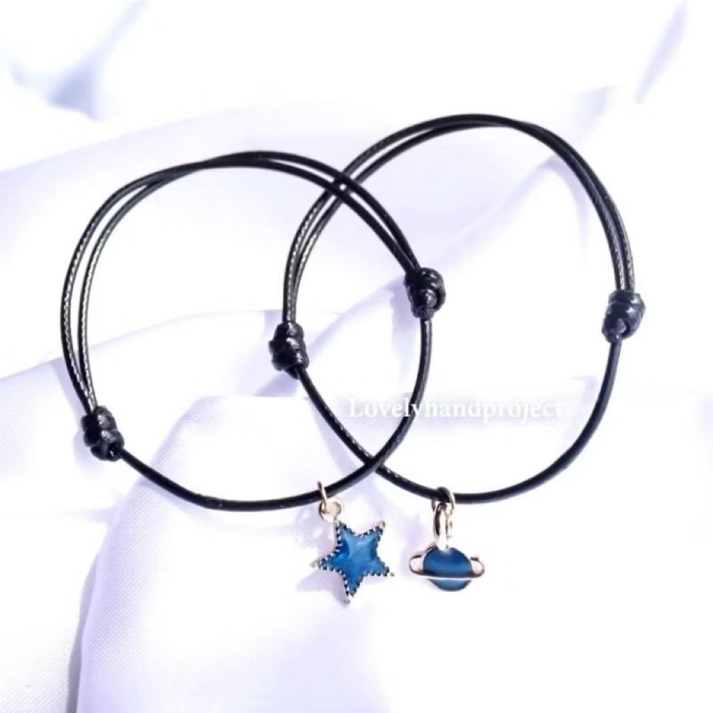 (2pcs) GELANG COUPLE BINTANG SATURNUS / SEPASANG GELANG