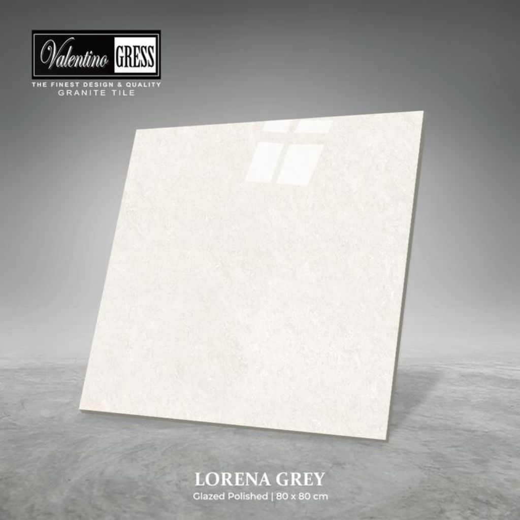 Granit Lantai 80x80 Lorena Grey Valentino Gress • Glazed Polished
