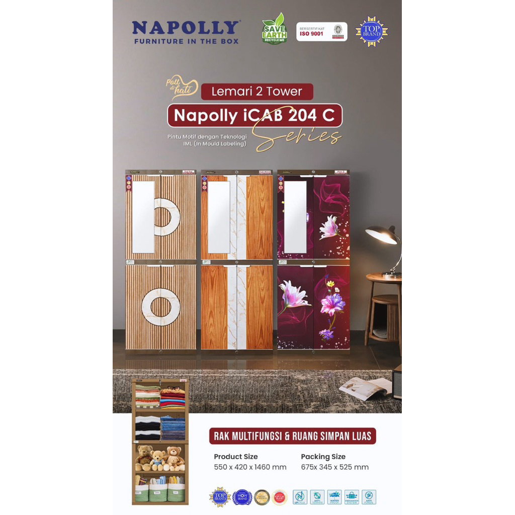 LEMARI PLASTIK NAPOLY/lemari pakaian napoly Icab 4susun+pintu 3+pintu 4
