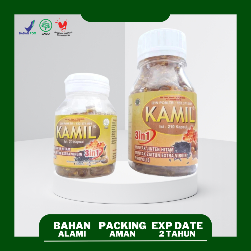 Kapsul Kamil 3 In 1 Obat Herbal Minyak Habbatusauda Plus Zaitun Dan Propolis Isi 60 dan 210