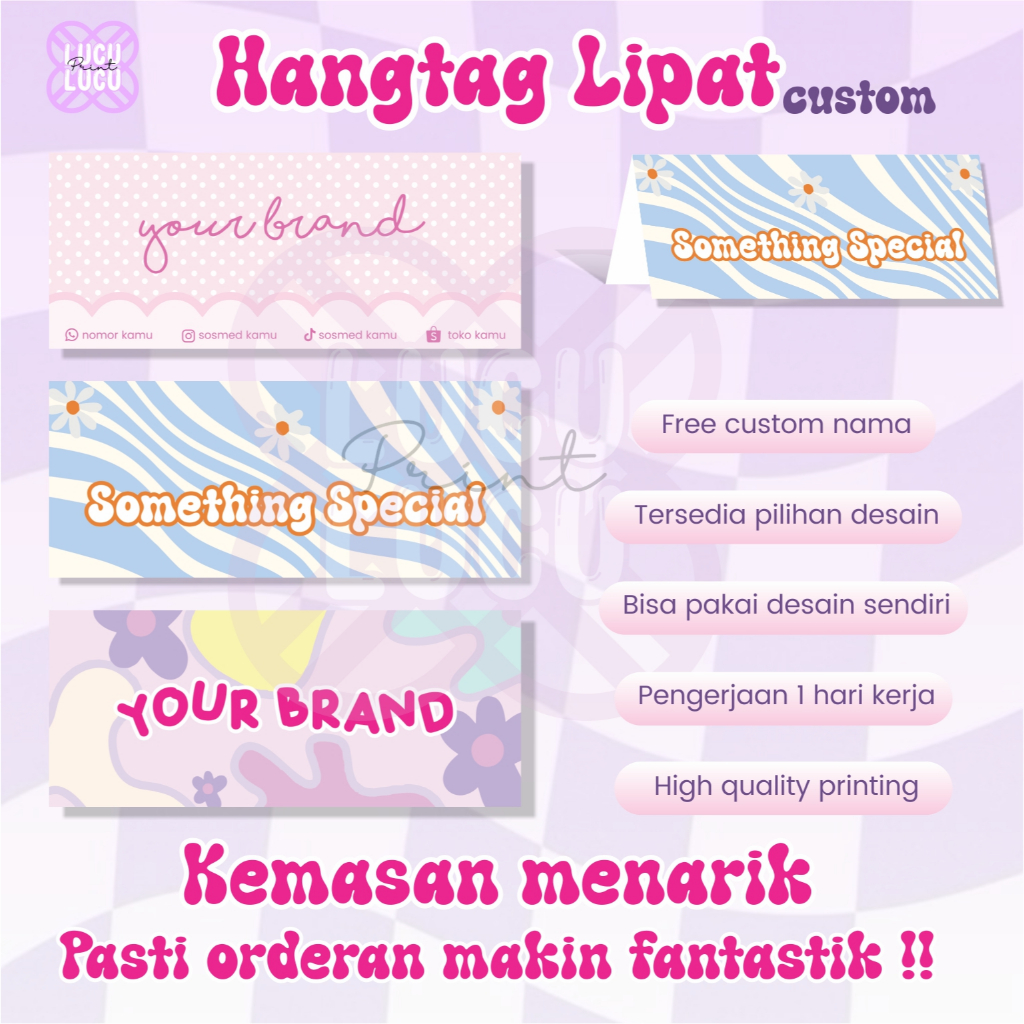 HANG TAG LIPAT  / CUSTOM LABEL AKSESORIS / GANTUNGAN / KEMASAN