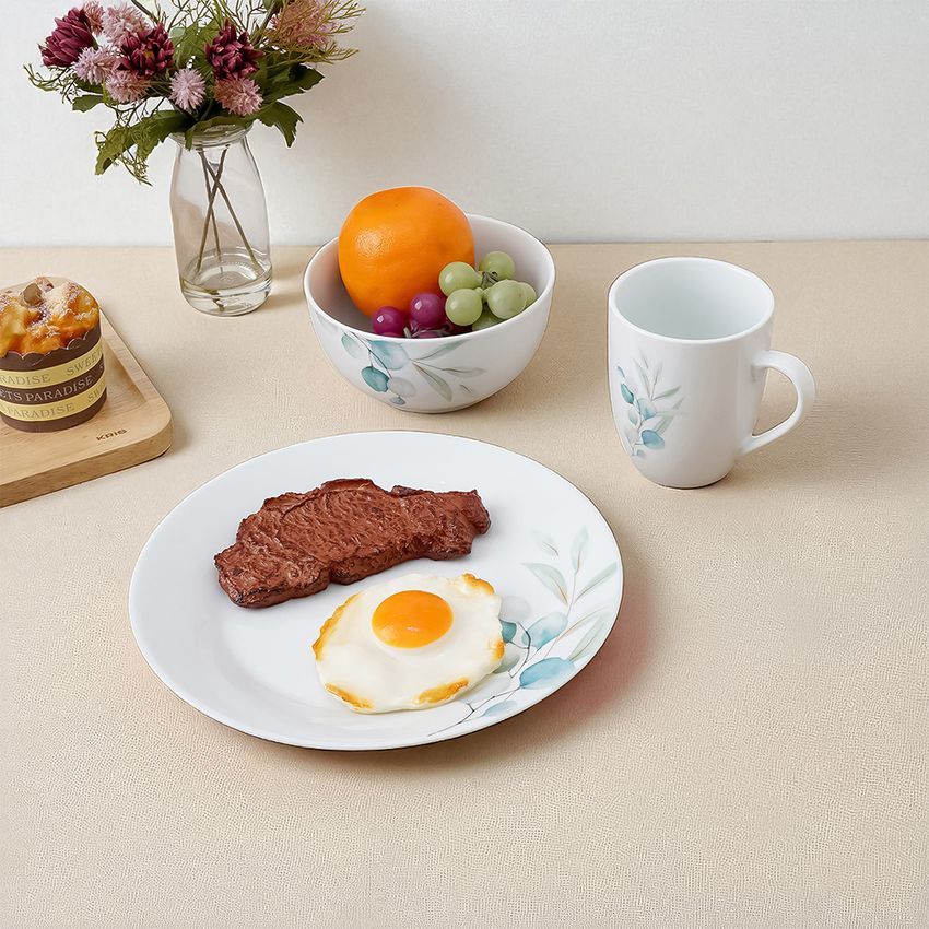 DELICIA Set 12 Pcs Perlengkapan Makan Porcelain Floral Food Grade Dinner Set Dishwasher Safe