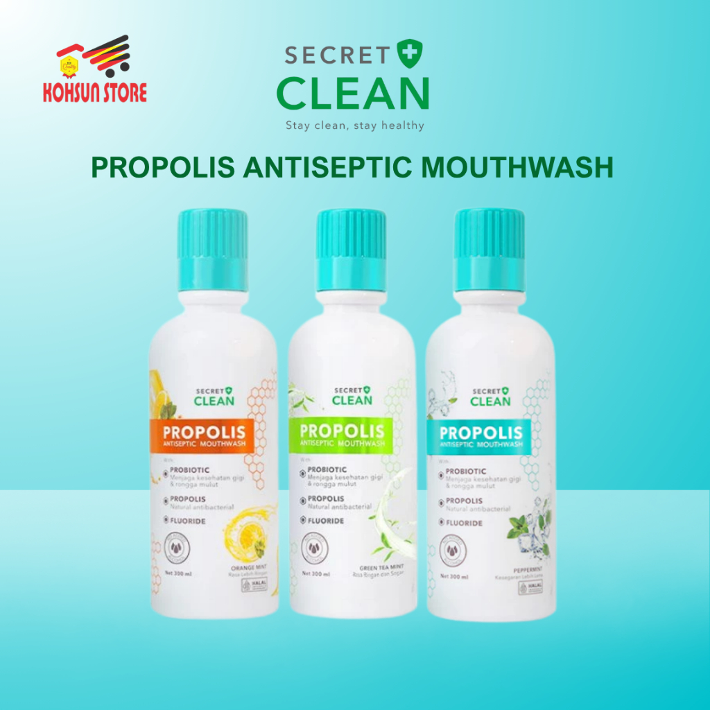 Secret Clean Propolis Antiseptic Mouthwash 300ml - Obat Kumur Karang Gigi