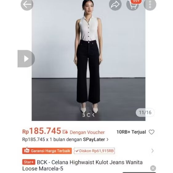 [BISA NEGO] PRELOVED BCK JEANS HIGHWAIST KULOT LOOSE MARCELA CELANA JEANS BCK DENIM