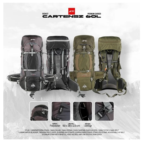 Tas Gunung / Carrier Premium Cartenz 60 Liter Arei Outdoorgear