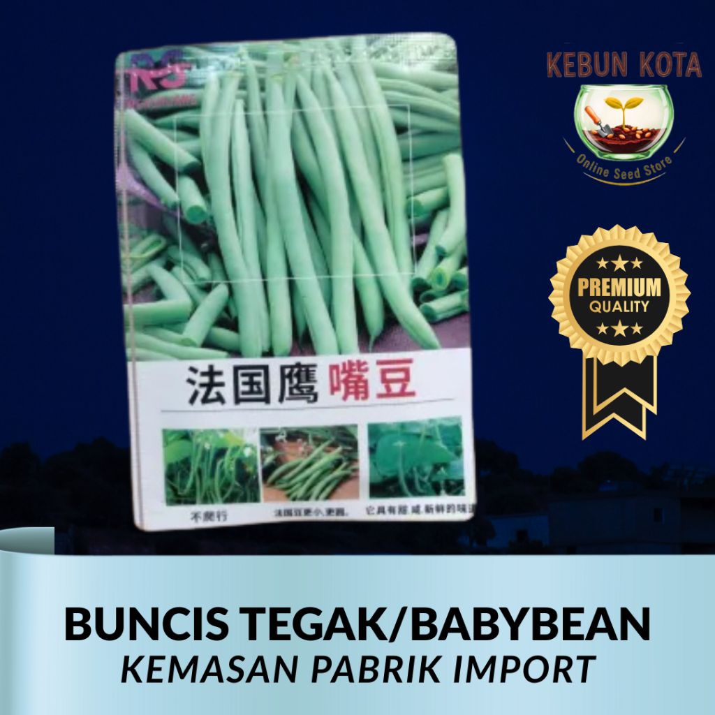 KEMASAN PABRIK IMPORT[KEBUN KOTA]-Bibit Benih Tumbuhan "BUNCIS TEGAK/ BABY BEAN"