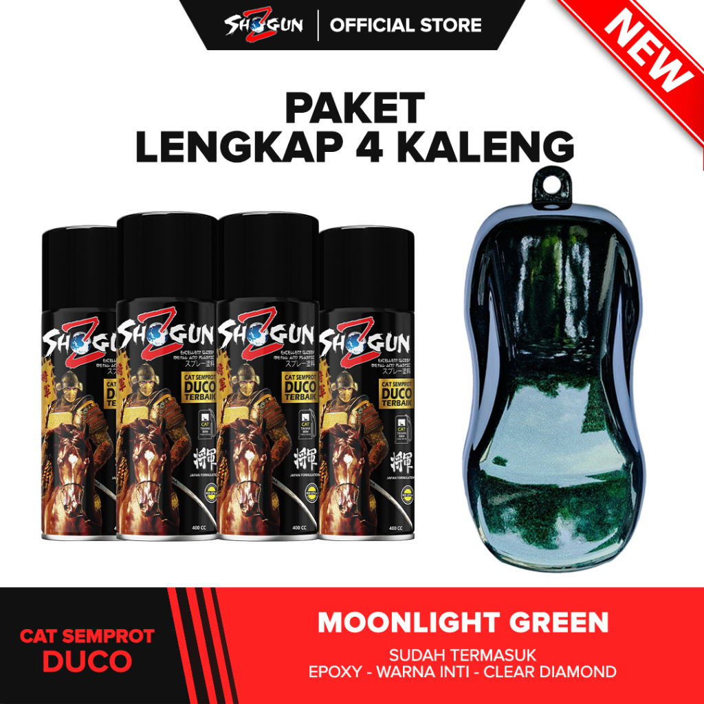 Shogun Z Paint Paket LENGKAP Cat Semprot Motor Moonlight Green (7163,823,704,8541)