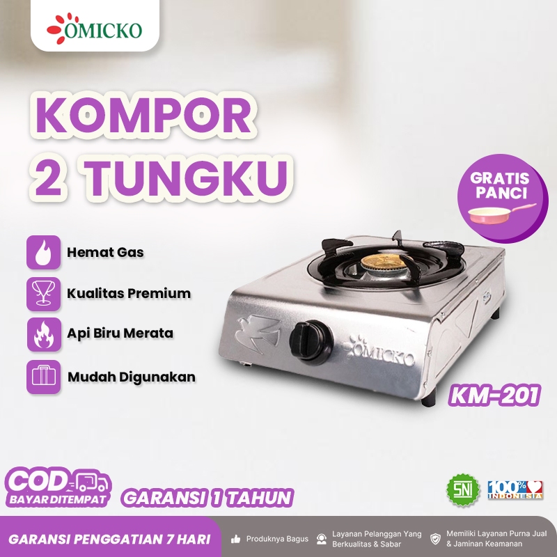 Kompor 1 Tungku Omicko | SNI | Praktis untuk Dapur Rumah & Kos | Api Besar Anti Bocor