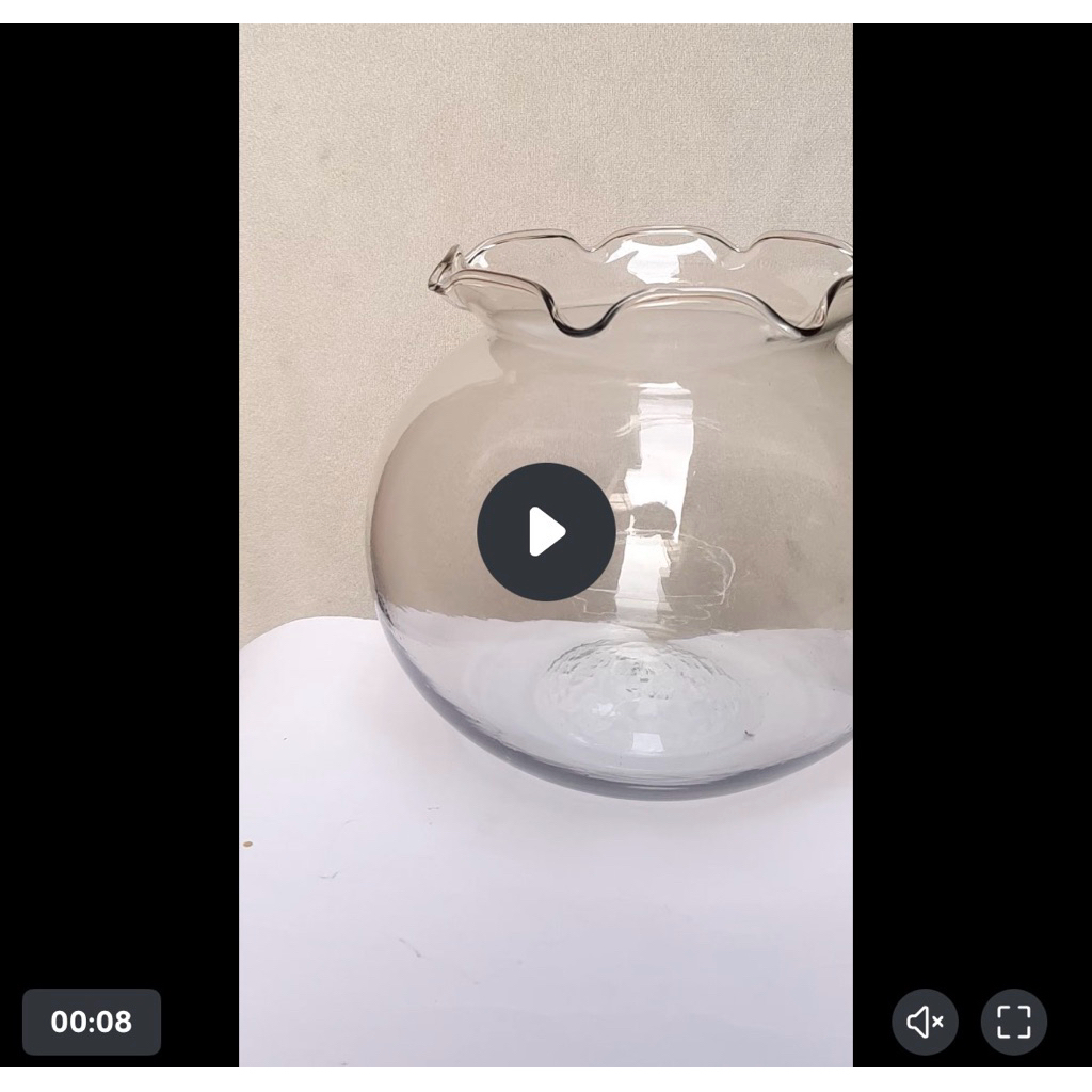 Aquarium Bulat Kaca Hiasan Rumah 7,2 Liter Vas Ikan Tanaman Bunga