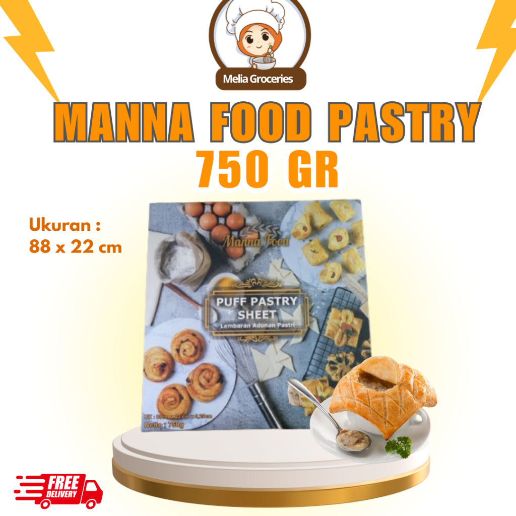 Puffy Pastry Manna Food Sheet / Adonan Instan Siap Lipat / Puff Pastry 750 gram / Adonan Kue Pastry 