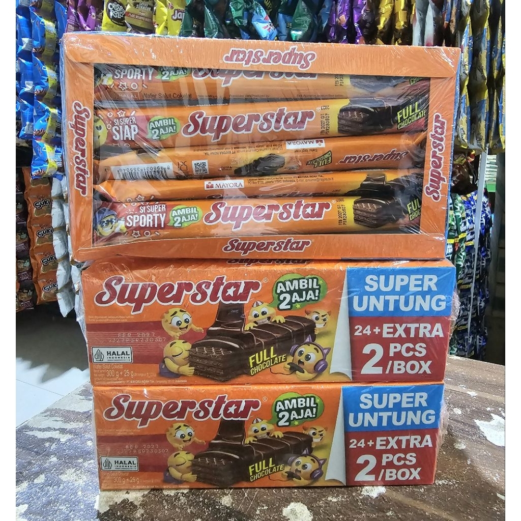 Superstar wafer cokelat box (24pcs x 12.5g) ECER per box