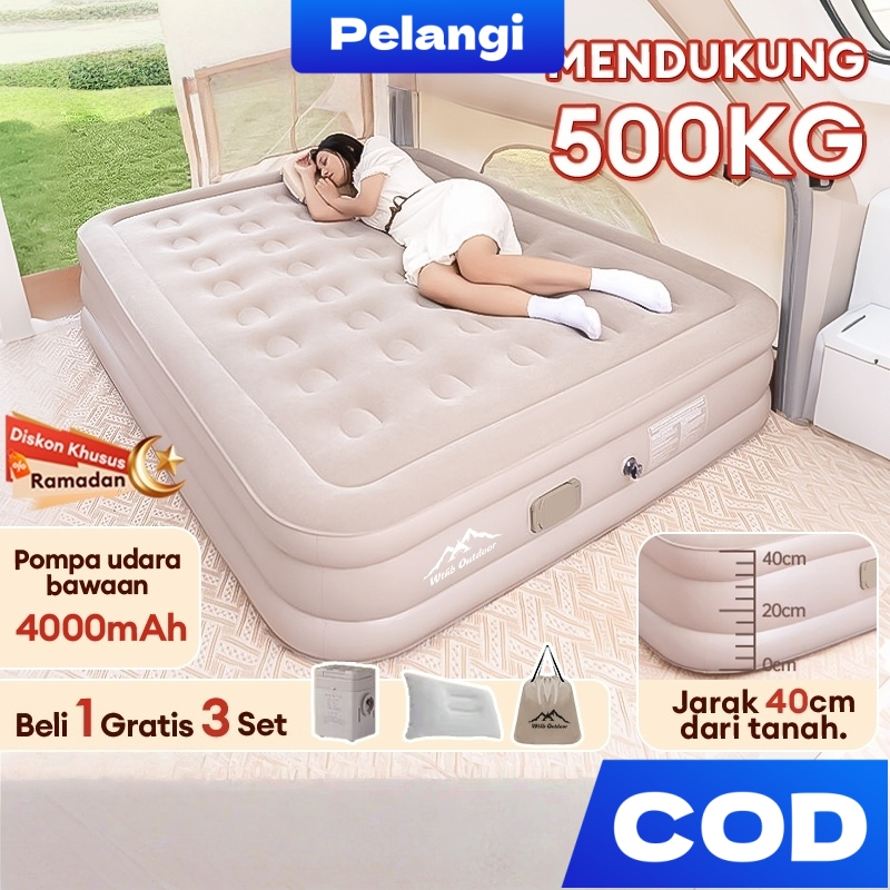 kasur angin pompa otomatis outdoor Kasur pompa lipat kasur tiup Queen kasur angin camping perjalanan