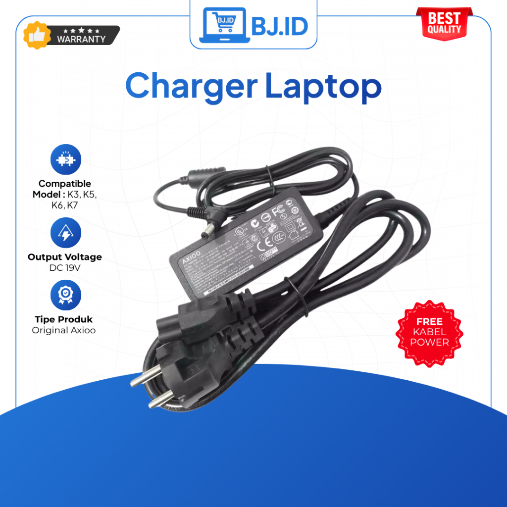 Adaptor Charger Laptop Axioo MyBook Pro K3 K5 K6 K7 19V Original Baru Garansi