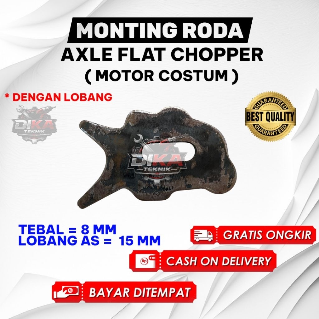 Bracket Monting Roda Motor Custom Axle Flat Chopper Axle Plat Frame Tebal 8mm Lubang As 15mm