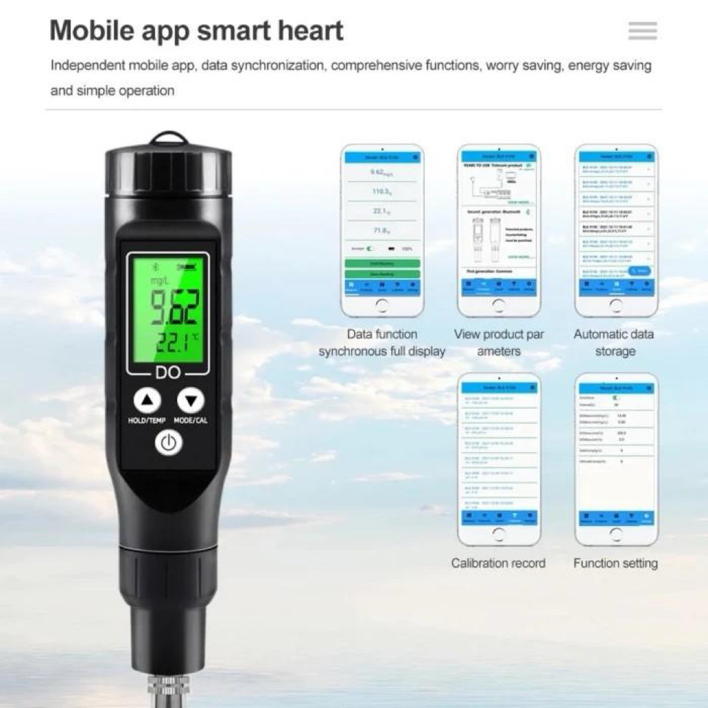 Digital DO Meter Dissolve Oxygen Alat Ukur Oksigen Dalam Air DO-9100 Backlight BLE-9100