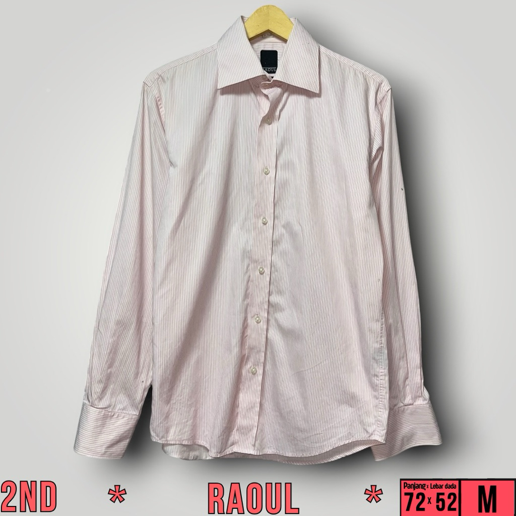Kemeja Garis Pria Raoul Pink Size M (72x52)cm