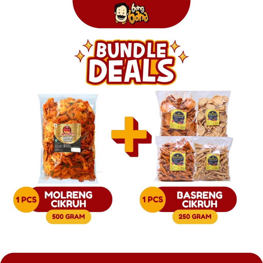 Paket Bundling Hemat Molreng Cikruh Daun Jeruk Basreng Kemasan Kiloan Ekonomis
