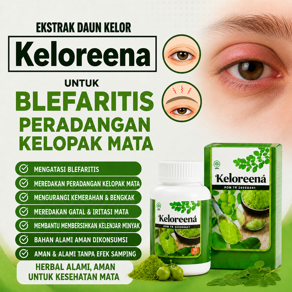 Obat Blefaritis - Peradangan Kelopak Mata - Kelopak Mata Bengkak - Mata Bintitan | KELOREENA Kapsul