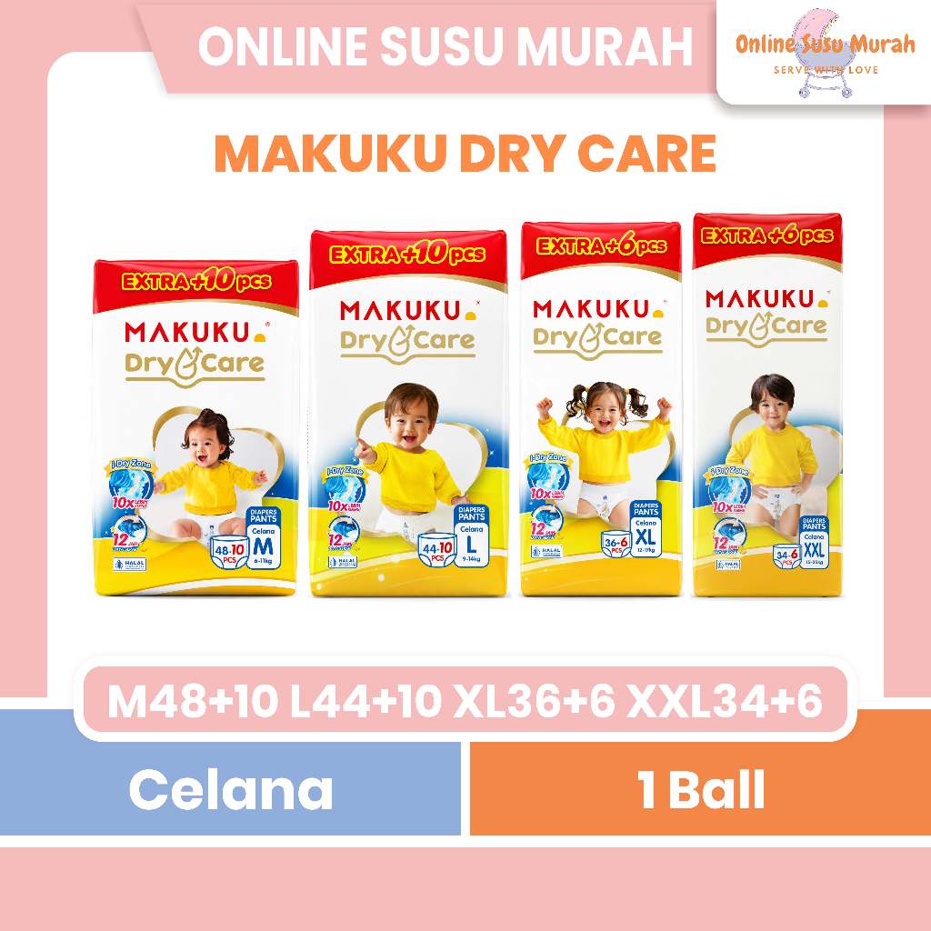 MAKUKU DRYCARE TAPE NBS 54 PANTS M 48 +10 L 44 +10 XL 36 +6 XXL 34 +6 DRY CARE POPOK BAYI PPKS
