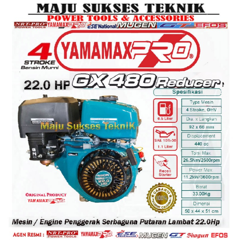 Mesin Penggerak Gasoline Engine Motor Bensin Serbaguna 22PK 22 PK YAMAMAX PRO GX 480 GX480