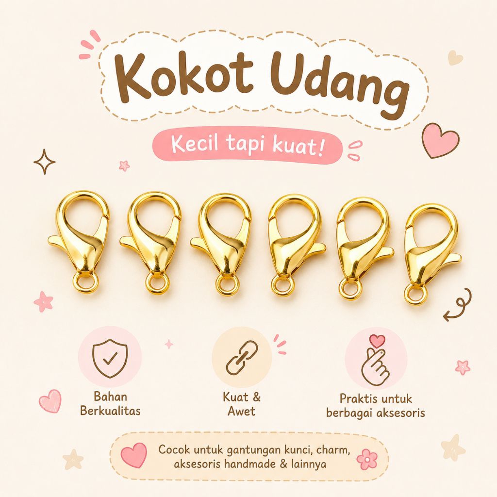 Kokot Udang Gold / Pengait Gelang Kalung / Pengait Udang / Kokot Udang Premium