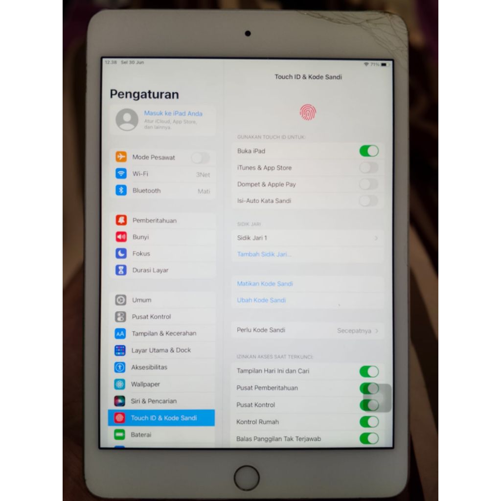 iPad Mini 4 WiFi Only 32GB (A1538) | Layar Original | Touch ID ON | Bypass | iPadOS 15.8.8 Batangan 