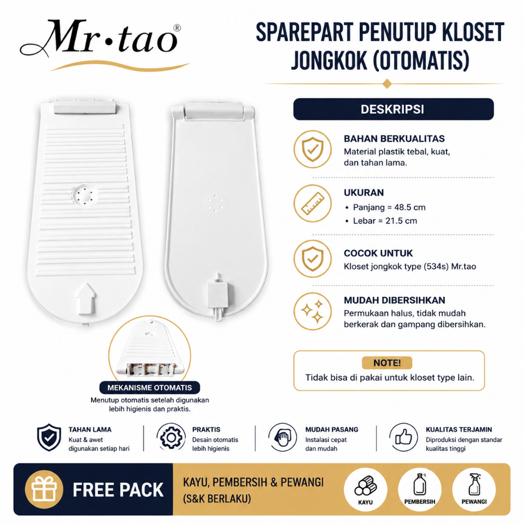 Mr.Tao Sparepart Kloset Jongkok Penutup Otomatis