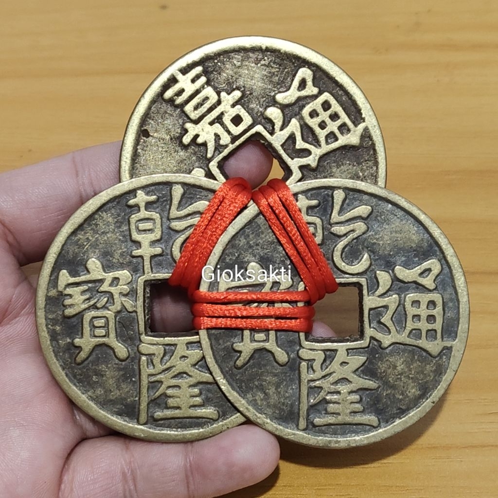 Koin Cina Ikat 3 Segitiga Koin kuno Fengsui Penarik Rejek