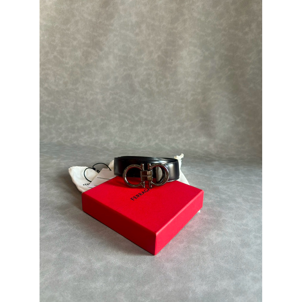Ready bnib brand new SF salvatore ferragamo belt gancini black authentic original sabuk