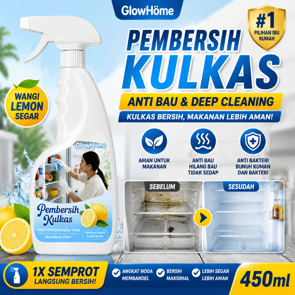 Pembersih Kulkas Anti Bau Anti Bakteri Food Safe Spray Ampuh Membersihkan Noda Membandel Penghilang 