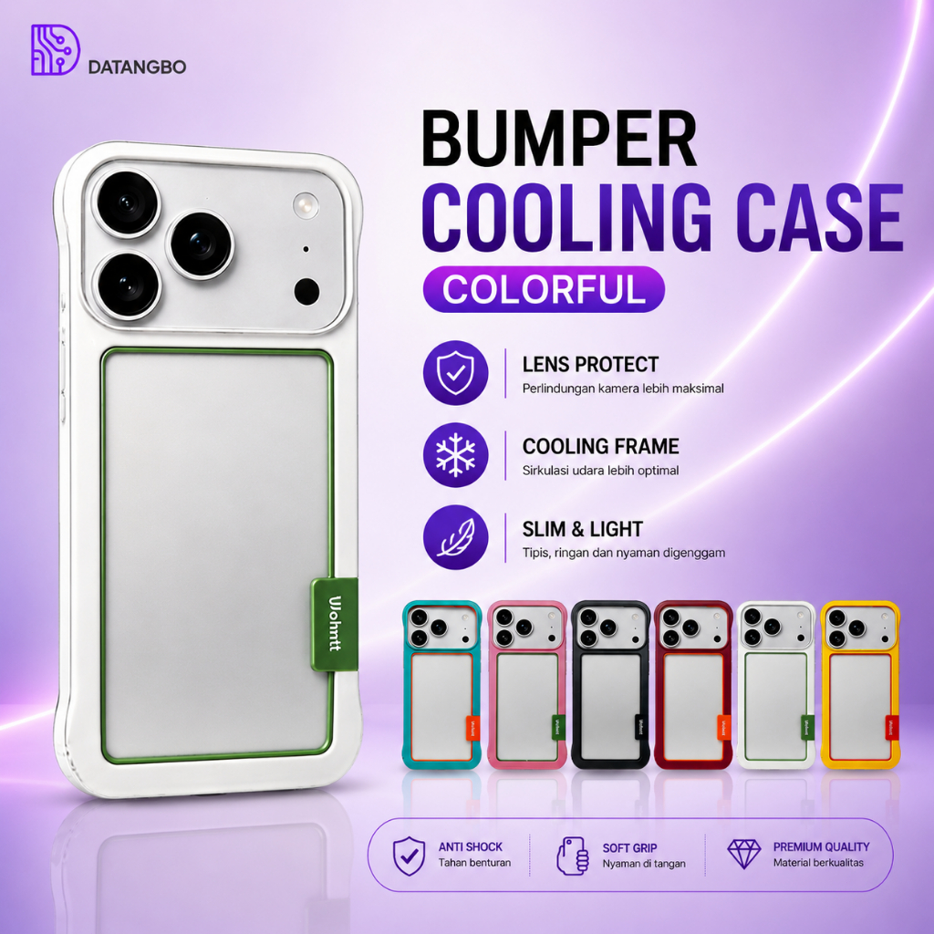 Frame Bumper Cooling Case for iPhone 11 12 13 14 15 16 17 Pro Max Plus