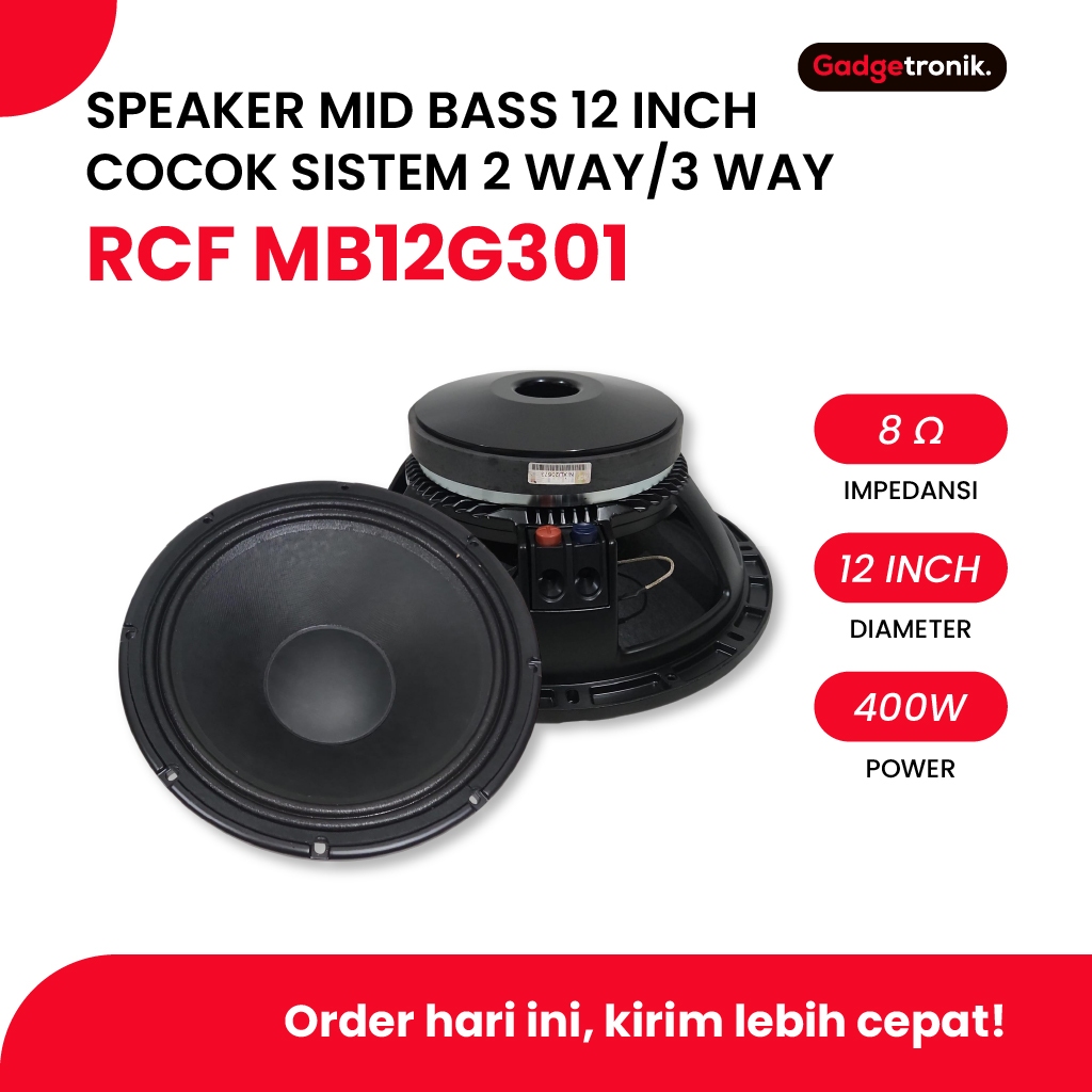 SPEAKER RCF MB12G301 MB-12G301 ASLI ORIGINAL ITALIA MID BASS 12 INCH 400 WATT