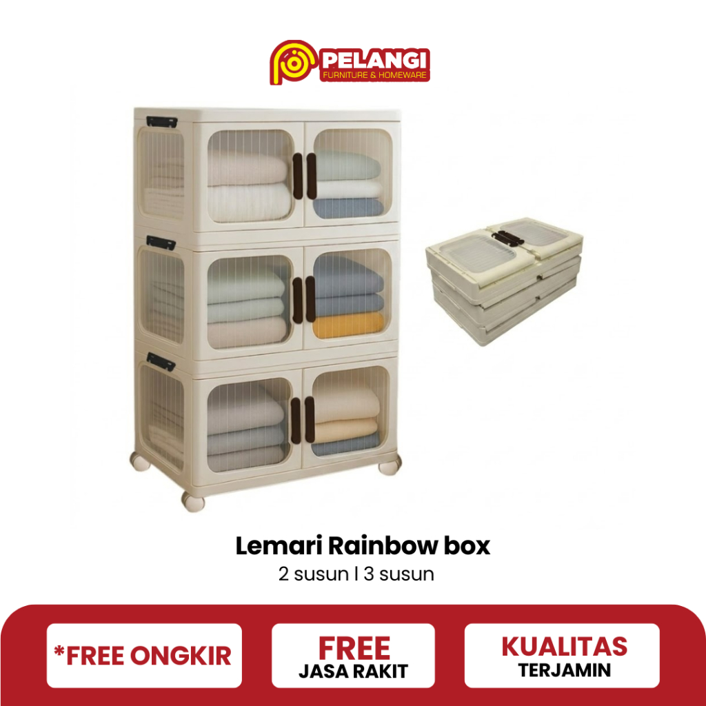 Lemari Rainbow Minimalis l Lemari Plastik Serbaguna l  Rak Susun Multifungsi l Pelangi Furnihome