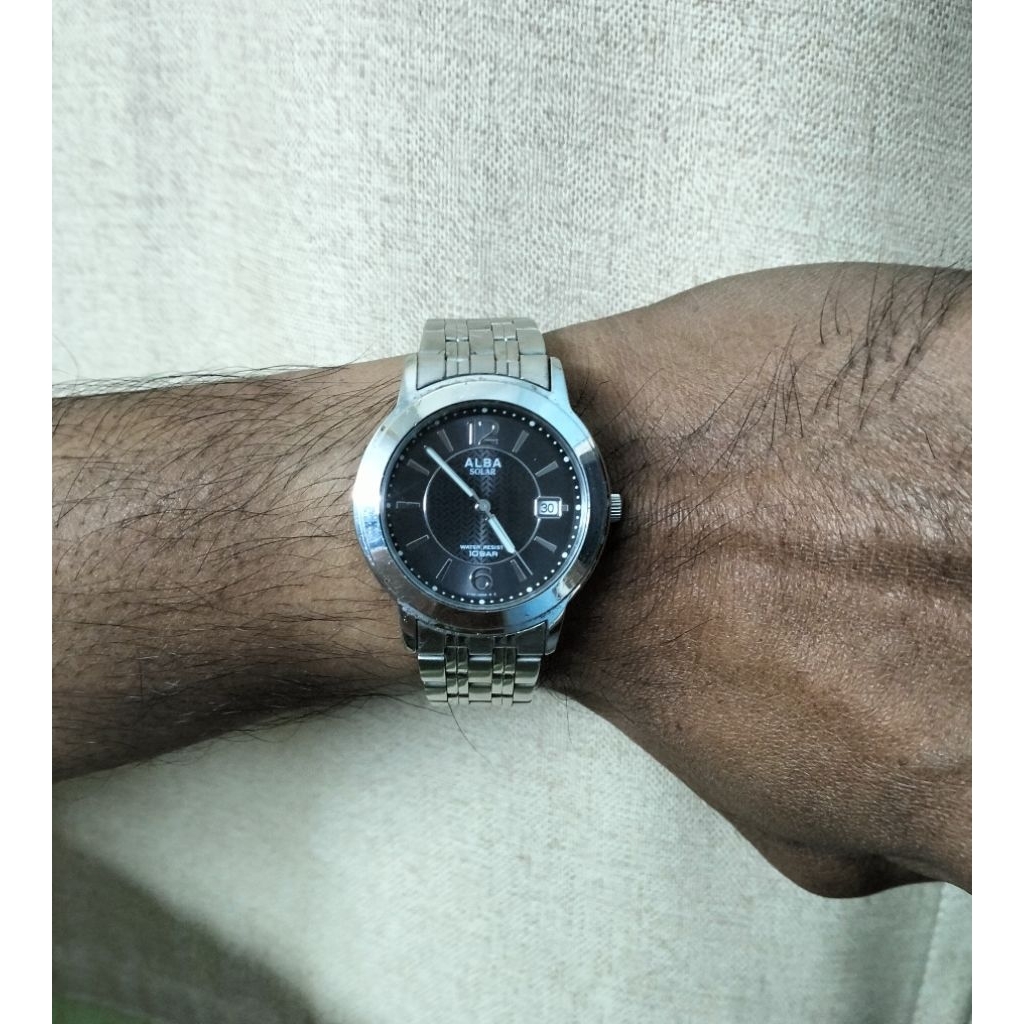 jam tangan ORIGINAL ALBA SOLAR BLACK DIAL MENSWATCH